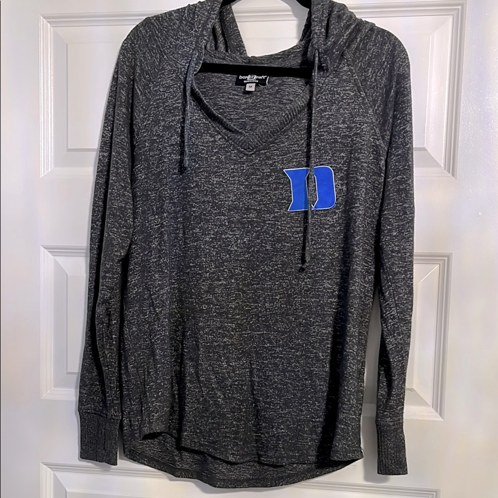 Duke University Women’s Heather Gray V-Neck Lightweight Hoodie